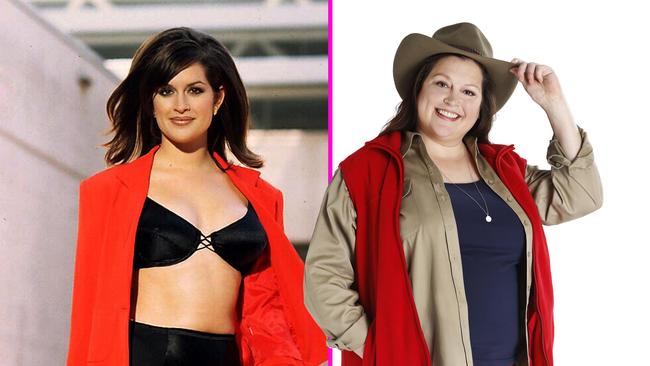 Left, during her modelling days, and right, Tziporah Malkah on I'm A Celebrity ... Get Me Out Of Here! Picture: Channel Ten/Nigel Wright