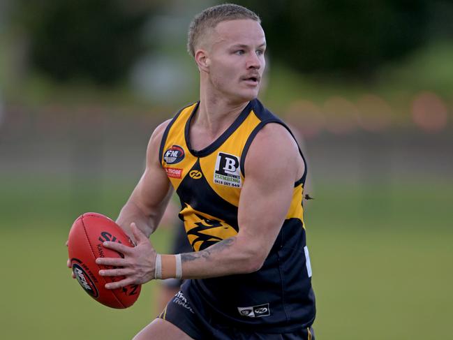 WhittleseaÃs Keidan Treacy during the NFNL Whittlesea v Montmorency football match in Whittlesea, Saturday, June 24, 2023. Picture: Andy Brownbill