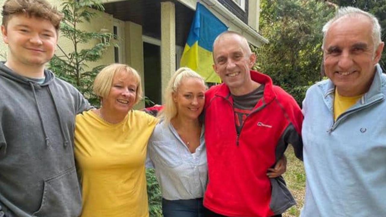 Shaun Pinner reunited with his family and friends again after he was released in a prisoner exchange. Photo: Facebook / Nigel Seaman