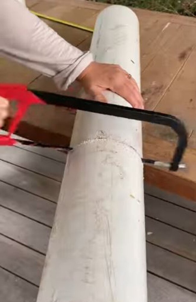 She cut four PVC pipes into 38cm lengths. Picture: Instagram/smorhome