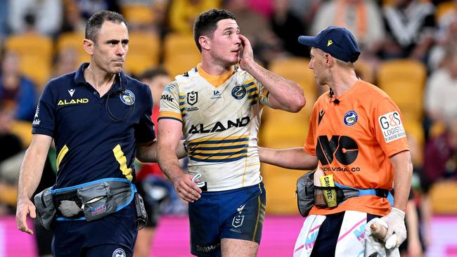 Parramatta’s hopes of causing a massive upset have received a boost with Mitch Moses named to return from a head knock. Picture: Bradley Kanaris / Getty Images