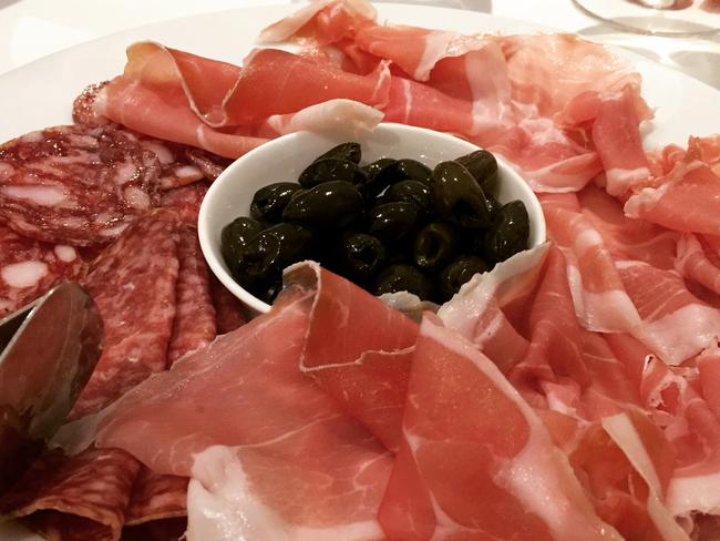 Prosciutto and salami plate.