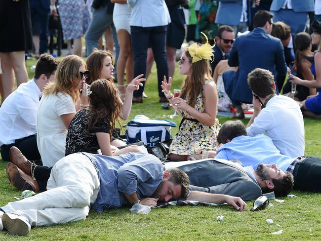 The wheels start to fall off the Melbourne Cup cart. Picture: Jake Nowakowski