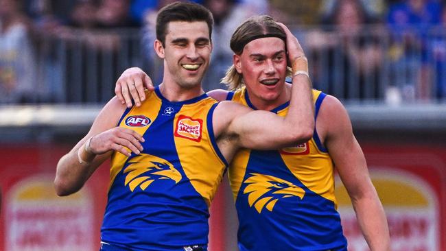 Elliot Yeo and Harley Reid. The West Coast Eagles carry a two-game winning streak into their penultimate match of the 2024 season against Carlton at home. Picture: Getty Images