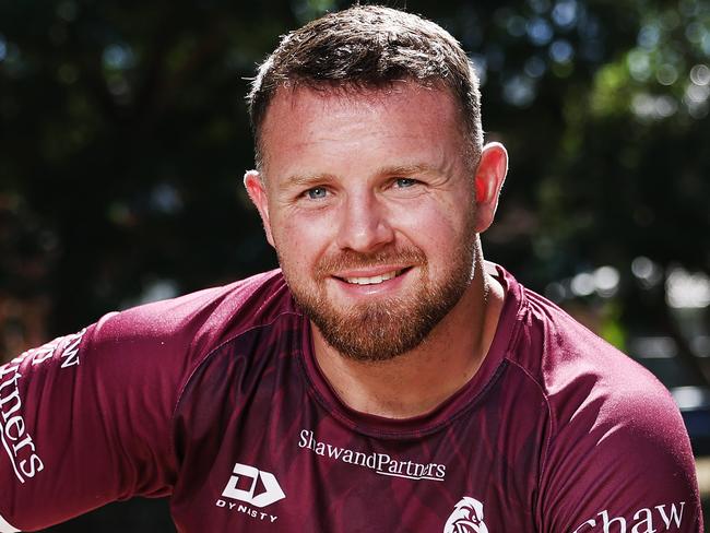 The Daily Telegraph 12.3.2024 Manly Sea Eagles Nathan Brown 150th NRL Game This Week. Pictured at 4 Pines Brookvale Oval. Picture Rohan Kelly