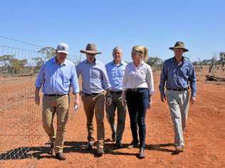 FUNDING: Scott Morrison, Agriculture and Water Resources Minister David Littleproud, Deputy PM Michael McCormack and Deputy Nationals Leader Bridget McKenzie on a visit to western Queensland earlier this year. Picture: Contributed