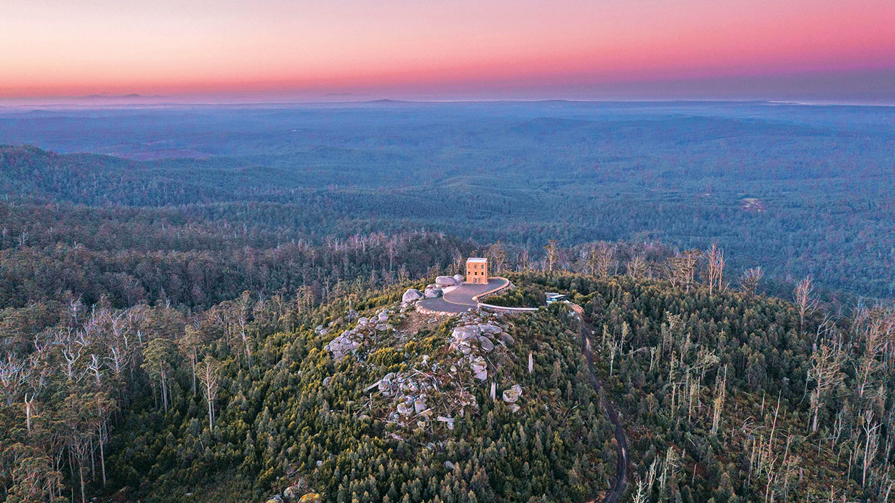 <h2>1. The Keep, Goulds Country</h2><p>Set on a 650m rocky pinnacle overlooking Tasmania&rsquo;s northeast, <a href="https://www.thekeeptasmania.com.au/" target="_blank" rel="noopener">The Keep</a> is one of the state&rsquo;s most dramatic abodes. Traditionally, keeps are a type of fortified tower built by European nobility as a refuge should the rest of the castle fall to enemies. The one here was constructed by loggers in the early 2000s to take in jaw-dropping views across the Bay of Fires &ndash; arguably the best panoramic perch is the outdoor tub, carved into a boulder. Today the sandstone tower has room for just two guests, with spaces heroing Tasmanian-designed furniture and original artworks. It has full cooking facilities but no nearby restaurants so BYO food and wine to enjoy beside the fireplace.</p><p class="button-common"><a title="Book now" href="https://www.thekeeptasmania.com.au/" target="_blank" data-cta="Book now" data-editable="true">Book now</a></p>