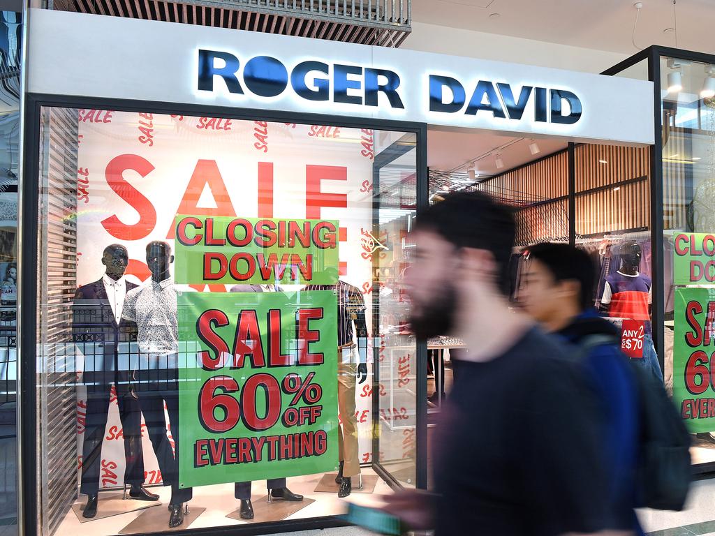 Shopfront of Roger David store in Pacific Fair, Broadbeach during its final days. Picture, John Gass