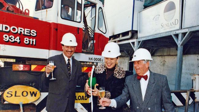 Soheil Abedian, Jenny Wong and Desmond Brooks at the launch of The Clock Hotel in Surfers Paradise in 1996. Picture: Regina King.