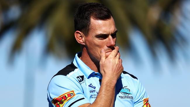 GOSFORD, AUSTRALIA - JULY 19: Sharks coach John Morris looks on ahead of the round 10 NRL match between the New Zealand Warriors and the Cronulla Sharks at Central Coast Stadium on July 19, 2020 in Gosford, Australia. (Photo by Cameron Spencer/Getty Images)