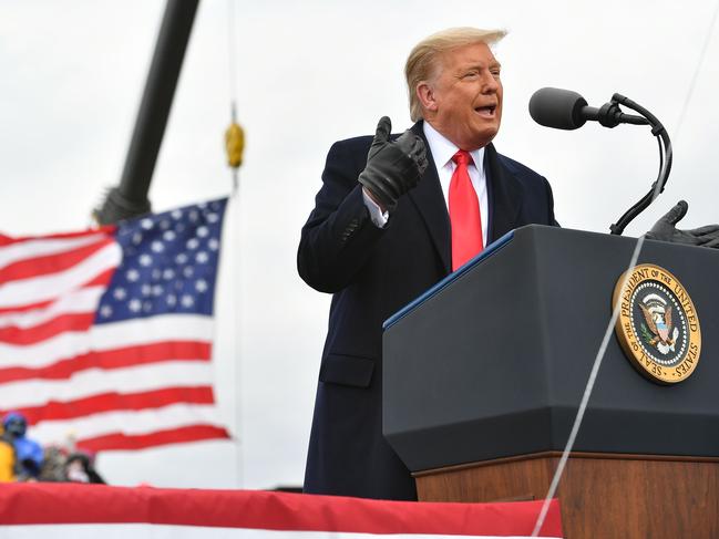 US President Donald Trump speaks at a rally in Michigan. Picture: AFP