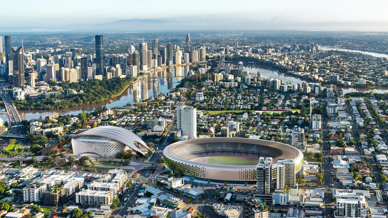 Gabba Olympic Precinct stadium render, designed by HAL Architects