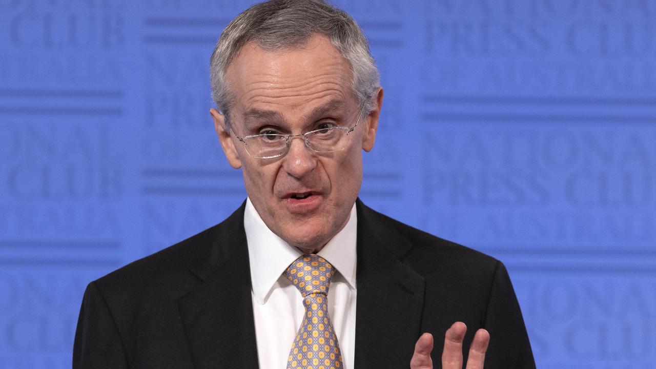 Chair of the Australian Competition and Consumer Commission Rod Sims at the National Press Club in Canberra. Picture: NCA NewsWire / Gary Ramage