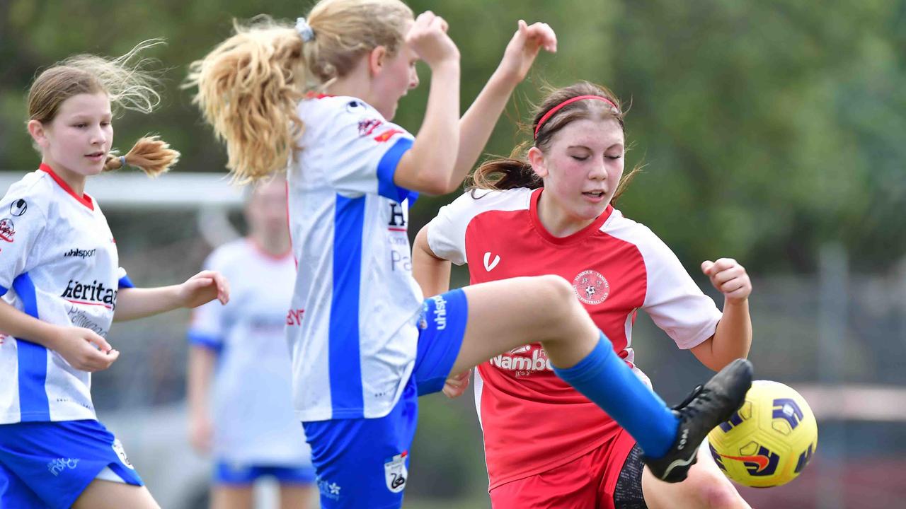 SOCCER: U 13 girls, Woombye V Nambour Yandina United. Picture: Patrick Woods.