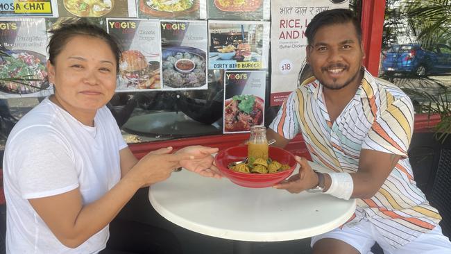 Hima Rai and Bhairab Yogi with the laksa momos at Yogi's Way. Picture: Bethany Griffiths