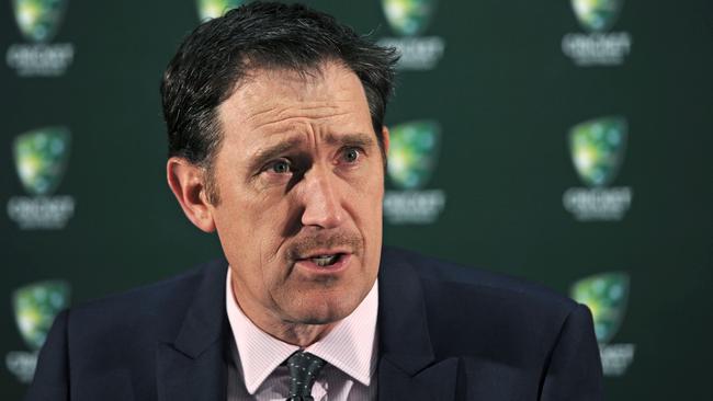Cricket Australia CEO James Sutherland speaks at a press conference.