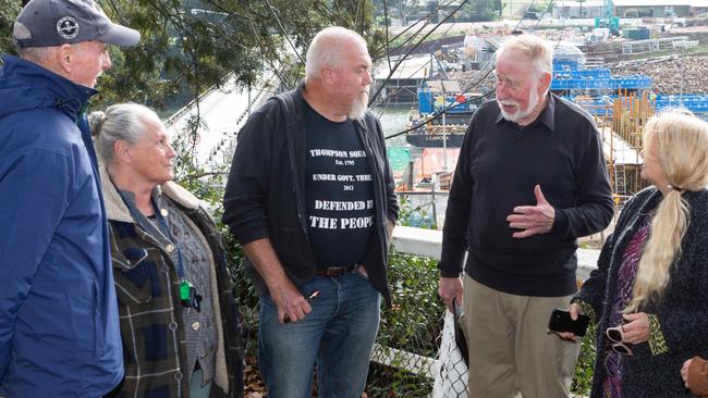 ROUSE HILL TIMES/AAP Tony Reynolds, Nina Butler, Robert Lewry, Harry Terry, Jenny Lloyd and Jacki Dand at Thompsons Square in Windsor, NSW. Thursday 4th May 2019. The protest at Thompsons Square has ended, but the protestors are still watching the development. (AAP IMAGE/Jordan Shields)