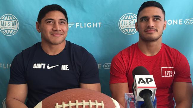 Jason Taumalolo and Valentine Holmes in Santa Monica. Picture: AAP