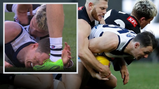 Jack Ginnivan has avoided any sanction for his chicken wing tackle on Patrick Dangerfield.