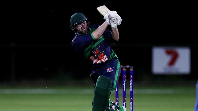 T20 Barrier Reef Big Bash: Designer First Homes Dare Devils v Halpin Hurricanes at Griffiths Park. Dare Devils' Joshua Chadwick. Picture: Stewart McLean