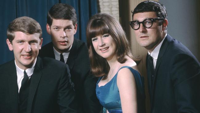 Judith Durham with her bandmates from The Seekers, Bruce Woodley, Keith Potger and Athol Guy. Picture: David Farrell