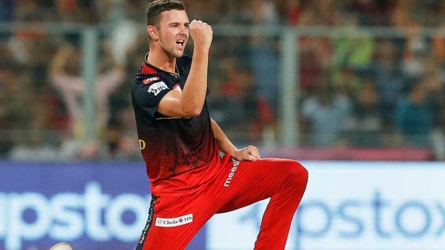 Josh Hazlewood is back taking wickets.