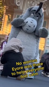 Disneyland Eeyore calms down patrons during massive earthquake