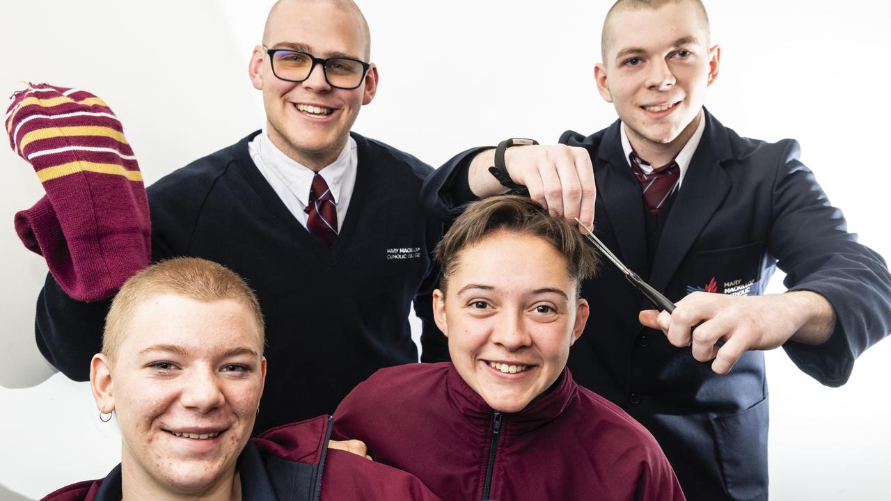 Mary MacKillop Catholic College students (from left) Isabelle Pannach, Reagan Pugsley, Paige Hahn and Jackson Stansell. Picture: Kevin Farmer