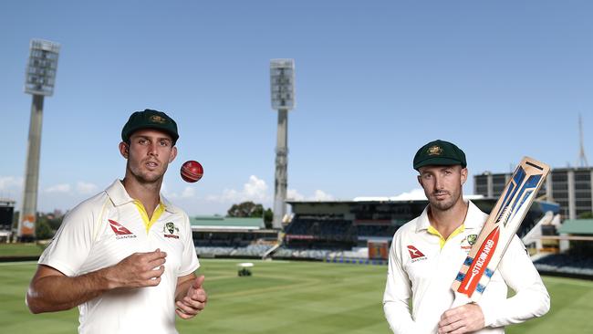 Brothers Mitch (left) and Shaun Marsh will take to the field for Australia at the WACA today. Photo: Getty Images