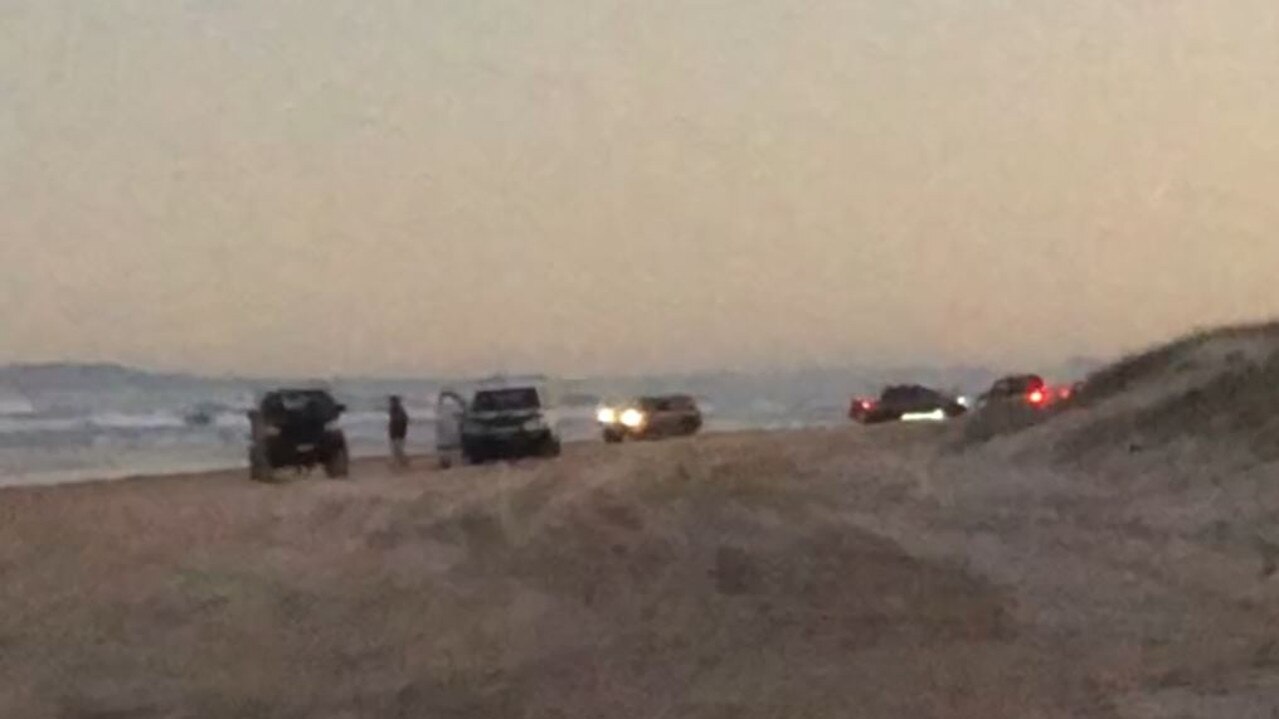 Campers and visitors have been left outraged once again by hoons drag racing and doing donuts at Teewah Beach. Photos: Supplied