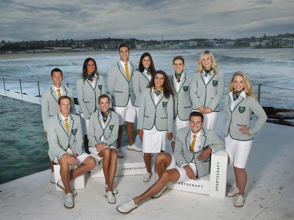 Jamie Dwyer, Taliqua Clancy, Ed Jenkins, Charlotte Caslick, Penny Taylor, Annette Edmonson and Kaarle McCulloch. Front - Ken Wallace, Lou Bawden, Jessica Fox and Josh Dunkley-Smith. Picture. Phil Hillyard