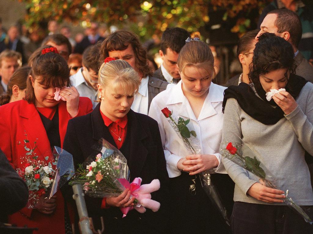 Mourners at the memorial service held in St David's Cathedral, Hobart.