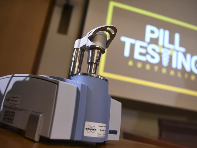 A Compact FTIR Spectrometer pill testing machine. Picture: AAP Image/Lukas Coch