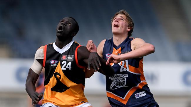 Bigoa Nyuon (left) will train with St Kilda and has been part of the club’s next generation academy. Picture: Andy Brownbill.