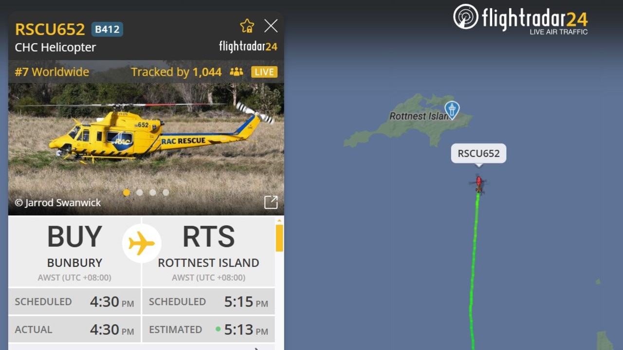 A rescue helicopter has flown from the state's southwest to Rottnest. Picture: Supplied