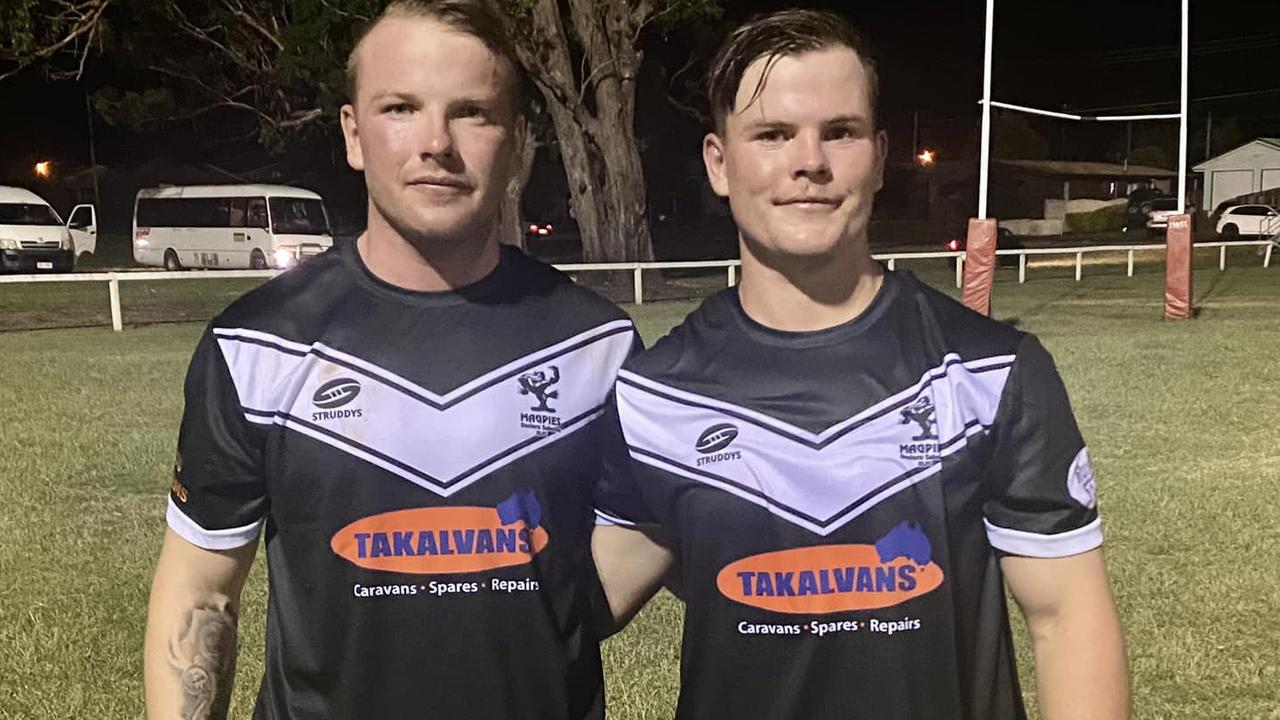 27/03/2023 - Will Walthall, pictured with his brother Scott, put in a huge tackling display for the East Magpies in their win over the Wallaroos. Picture: facebook