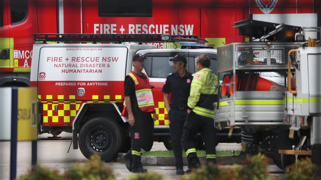 Fire and Rescue NSW crews have set up an exclusion zone. Picture: Rohan Kelly