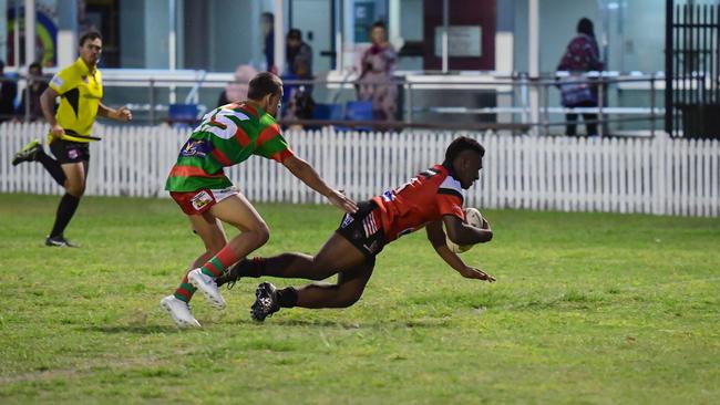 Livingston Lingawa goes over the line for the Panthers.