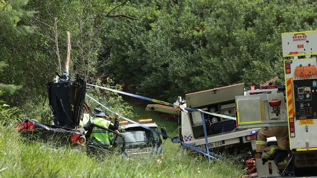 Emergency services at the scene. Picture: Lachie Millard