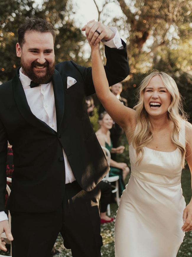 Niav Andrews and Andy Whitehead got married in a family backyard. Picture: Good Lovin Photography