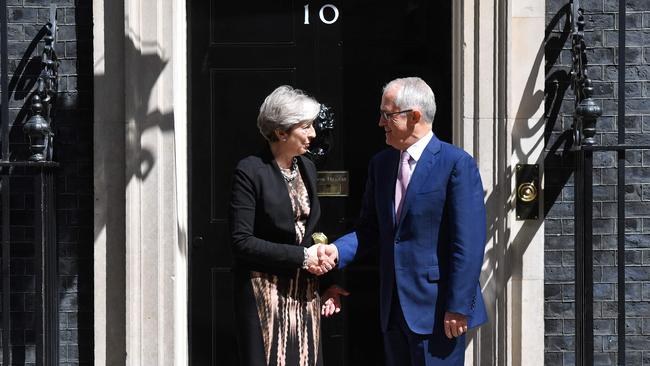 The two leaders outside 10 Downing Street earlier. Picture: AFP