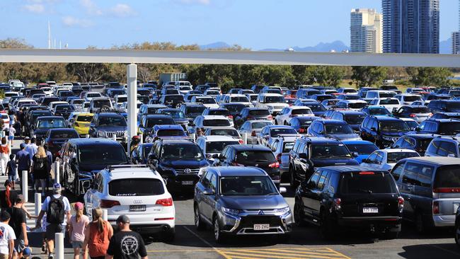 The carpark at SeaWorld was packed on Sunday. Photo: Scott Powick News Corp