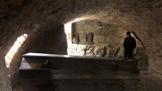 Inside a bunker in Ukraine: A 400-year-old baroque Saints Peter and Paul Garrison Church in Lviv in Ukraine’s west. Picture: Charles Miranda