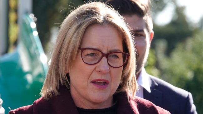 Premier Jacinta Allan announces in Preston her free public transport policy for children under 18. Picture: Valeriu Campan