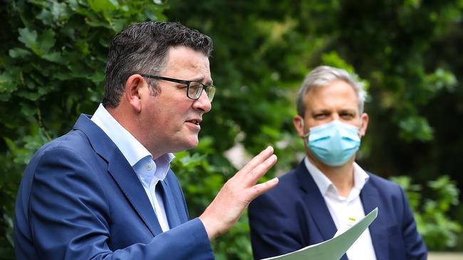 Then Victorian premier Dan Andrews and then Victorian chief health officer Brett Sutton during the Covid-19 era. Picture: NCA NewsWire/`Ian Currie