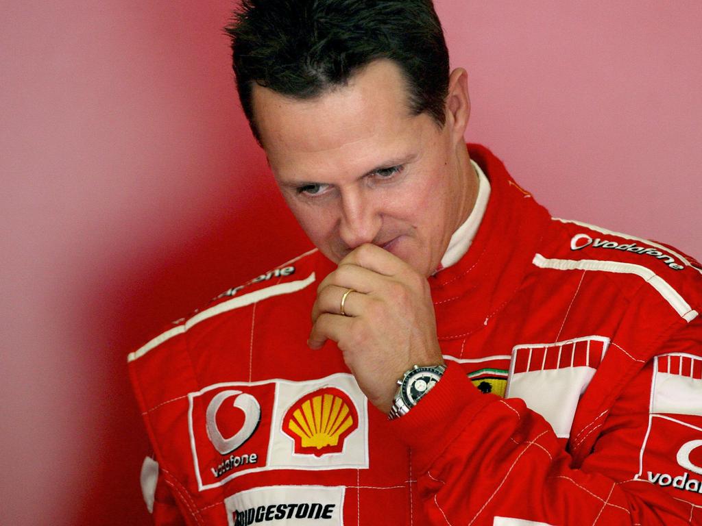 (FILES) In this file photo taken on October 12, 2006 seven-time world Formula One champion Michael Schumacher ponders during a training session at the Jerez recetrack. - Absolute reference of the Formula 1, Michael Schumacher, will turn 50 years old on January 3, 2019. The seven-time world champion was victim five years ago, on December 29, 2013 of a ski accident, leaving him in a precarious state of health. The family never wanted to communicate on the matter but according to renowned neurologists, the German pilot, technically out of the coma, might be in a vegetative state. (Photo by JOSE LUIS ROCA / AFP)