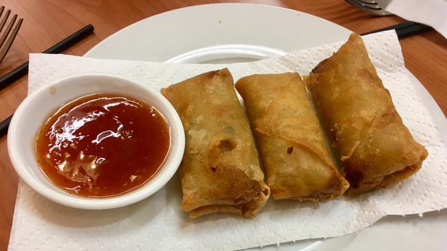 Housemade spring rolls, packed with chicken.