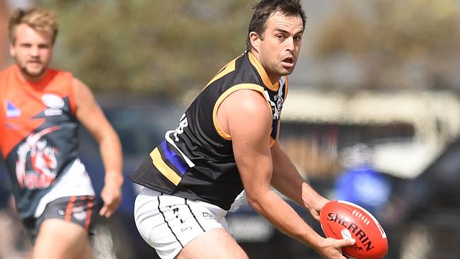 WRFL footy: Manor Lakes V Caroline Springs. No 17 Brian Lake. Picture: David Smith