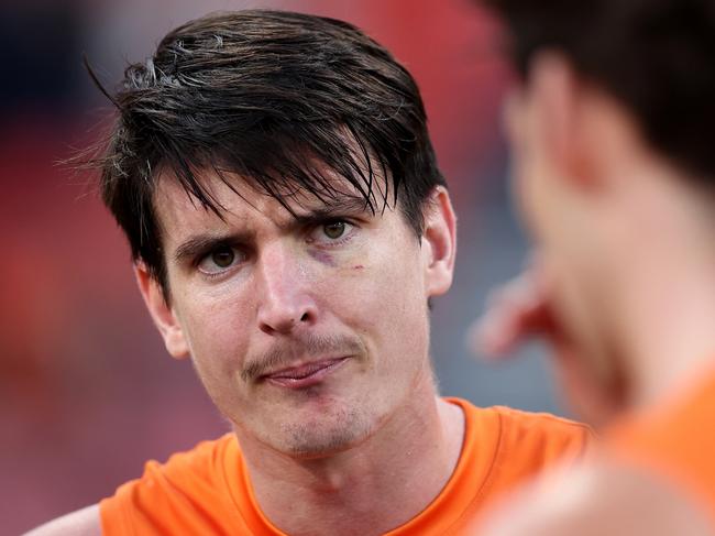 SYDNEY, AUSTRALIA - JUNE 16: Sam Taylor of the Giants looks on at quarter-time during the round 14 AFL match between Greater Western Sydney Giants and Port Adelaide Power at ENGIE Stadium, on June 16, 2024, in Sydney, Australia. (Photo by Brendon Thorne/AFL Photos/via Getty Images)