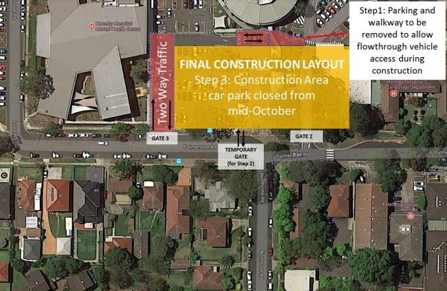 NSW Health warning about construction of the new Hornsby Ku-ring-gai Hospital car park.